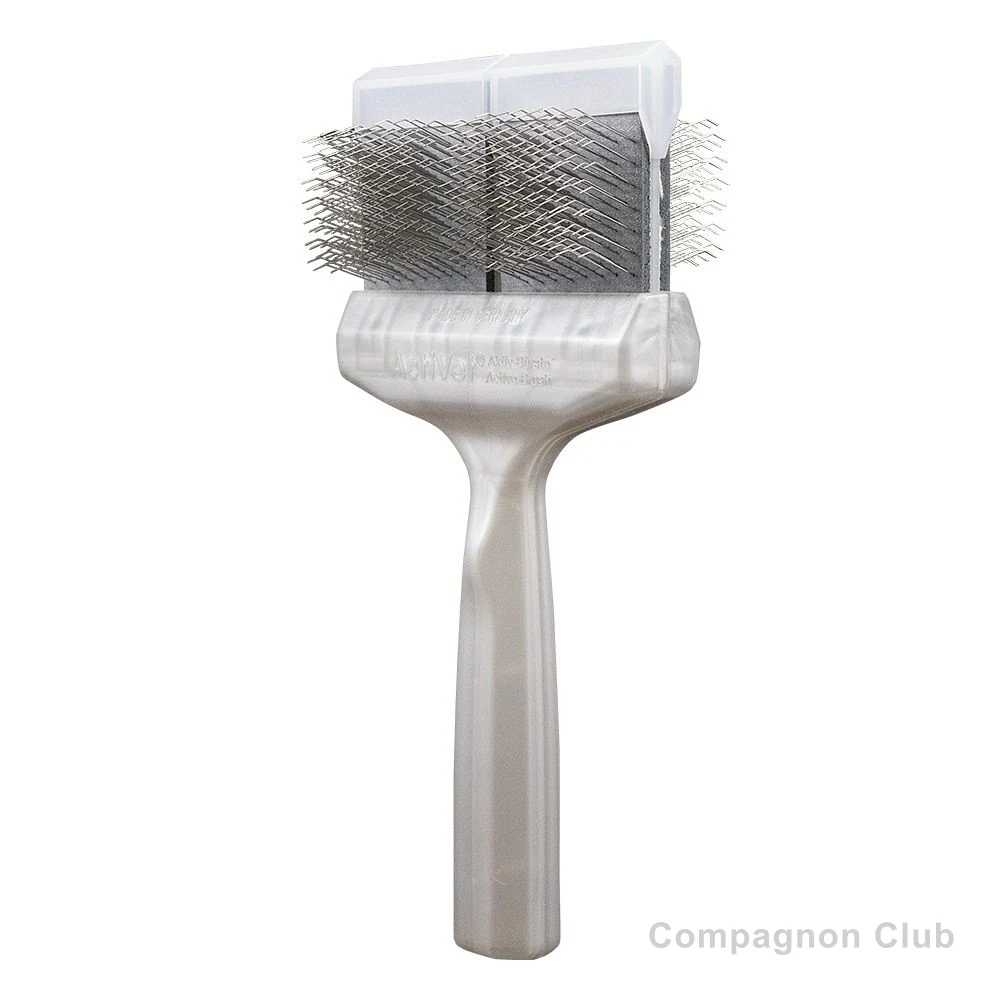 Brosse ActiVet Coat Grabber Silver - Double large 9 cm - produit boutique ActiVet